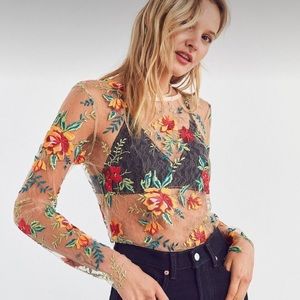 Kimchi blue floral embroidered mesh top